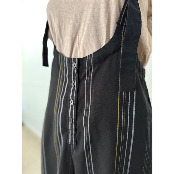 Urban Outfitters Striped Jumpsuit‎ Black Wide Leg Billie Suspender Overall sz M - Picture 4 of 9